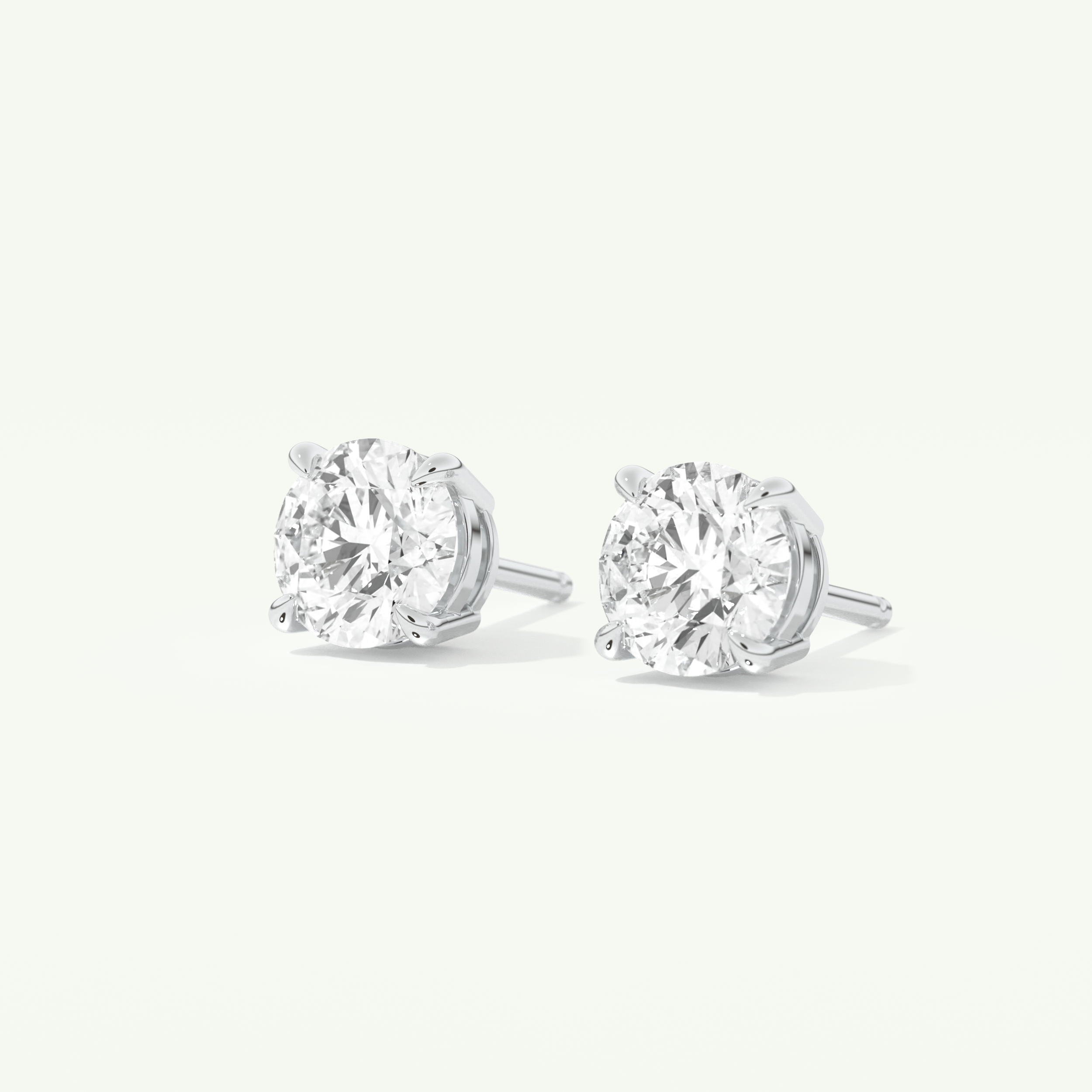 1 TCW Round Cut Moissanite Solitaire Stud Earrings in Gold