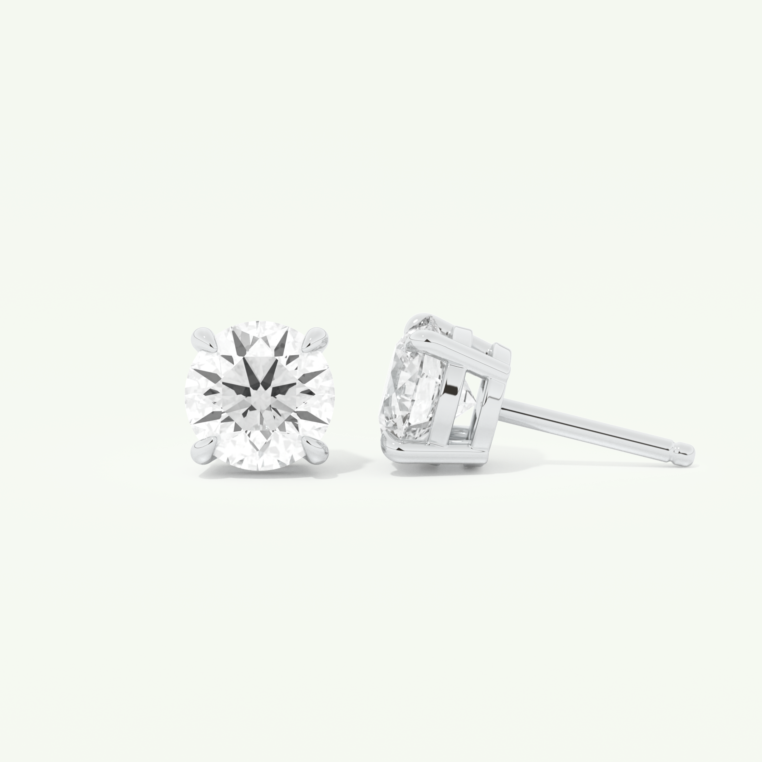 1 TCW Round Cut Moissanite Solitaire Stud Earrings in Gold