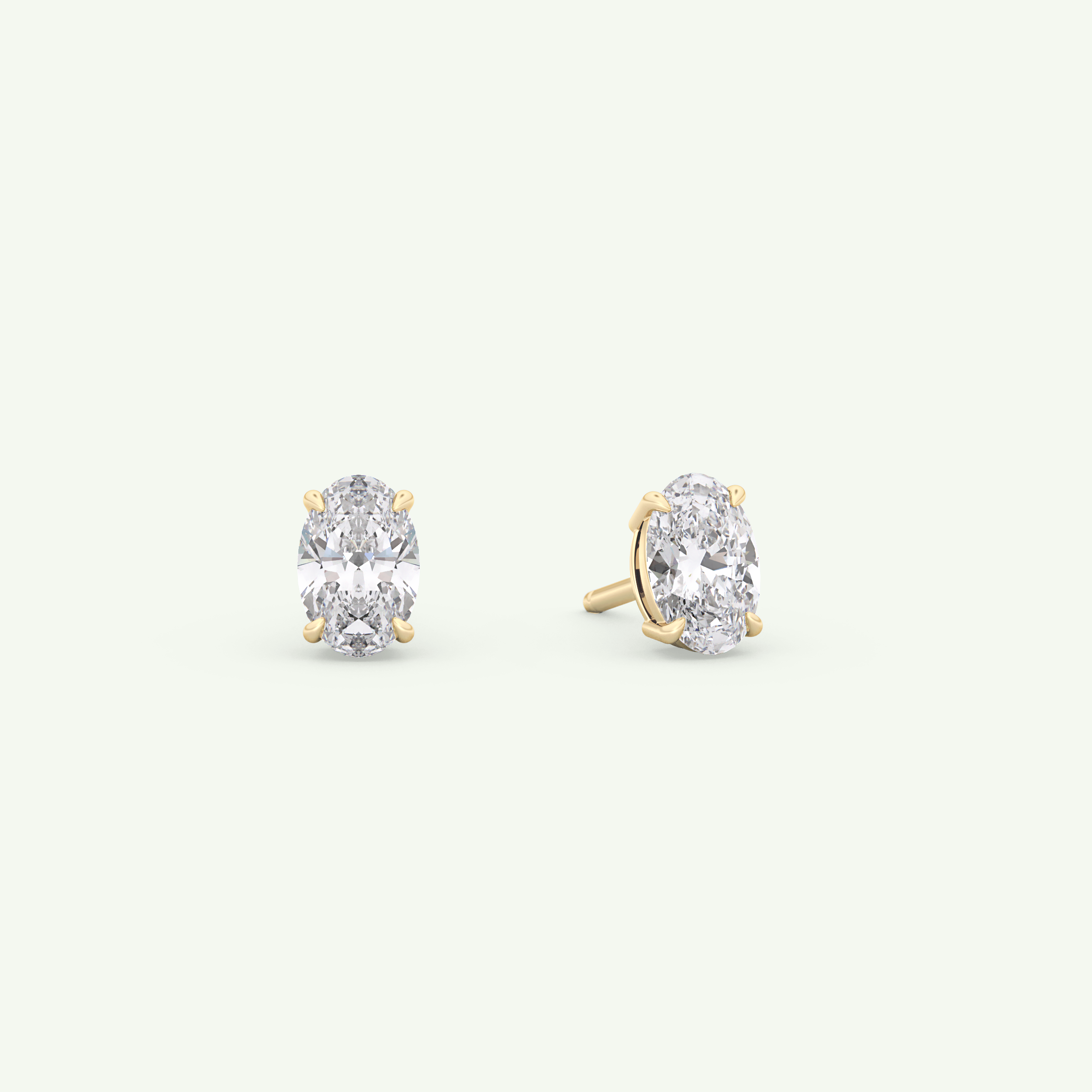 1 TCW Oval Solitaire April-Diamond Stud Earrings 1