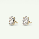 1 TCW Oval Solitaire April-Diamond Stud Earrings 3