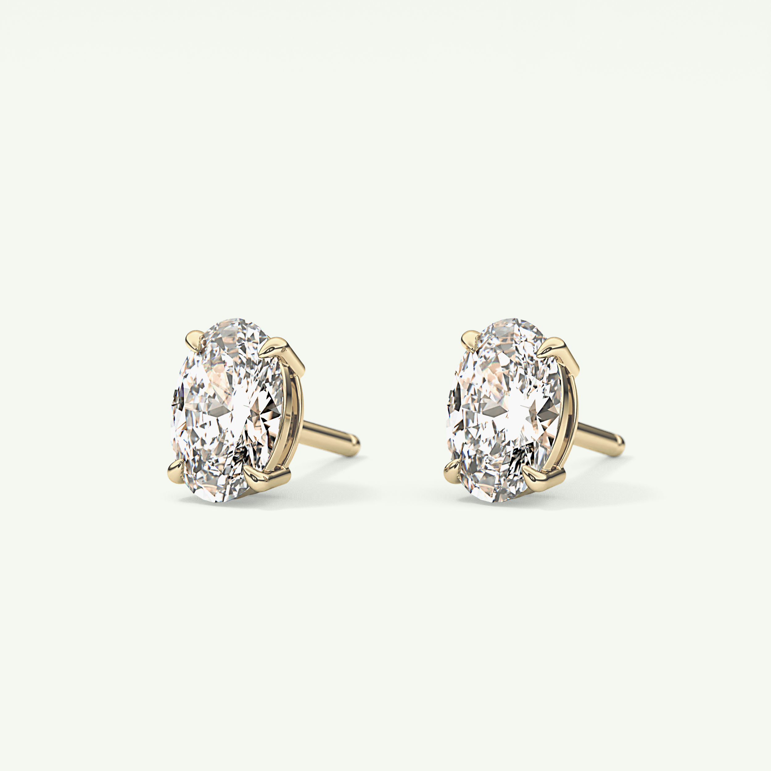 1 TCW Oval Solitaire April-Diamond Stud Earrings 3