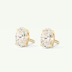 1 TCW Oval Cut Moissanite Solitaire Stud Earrings in Gold
