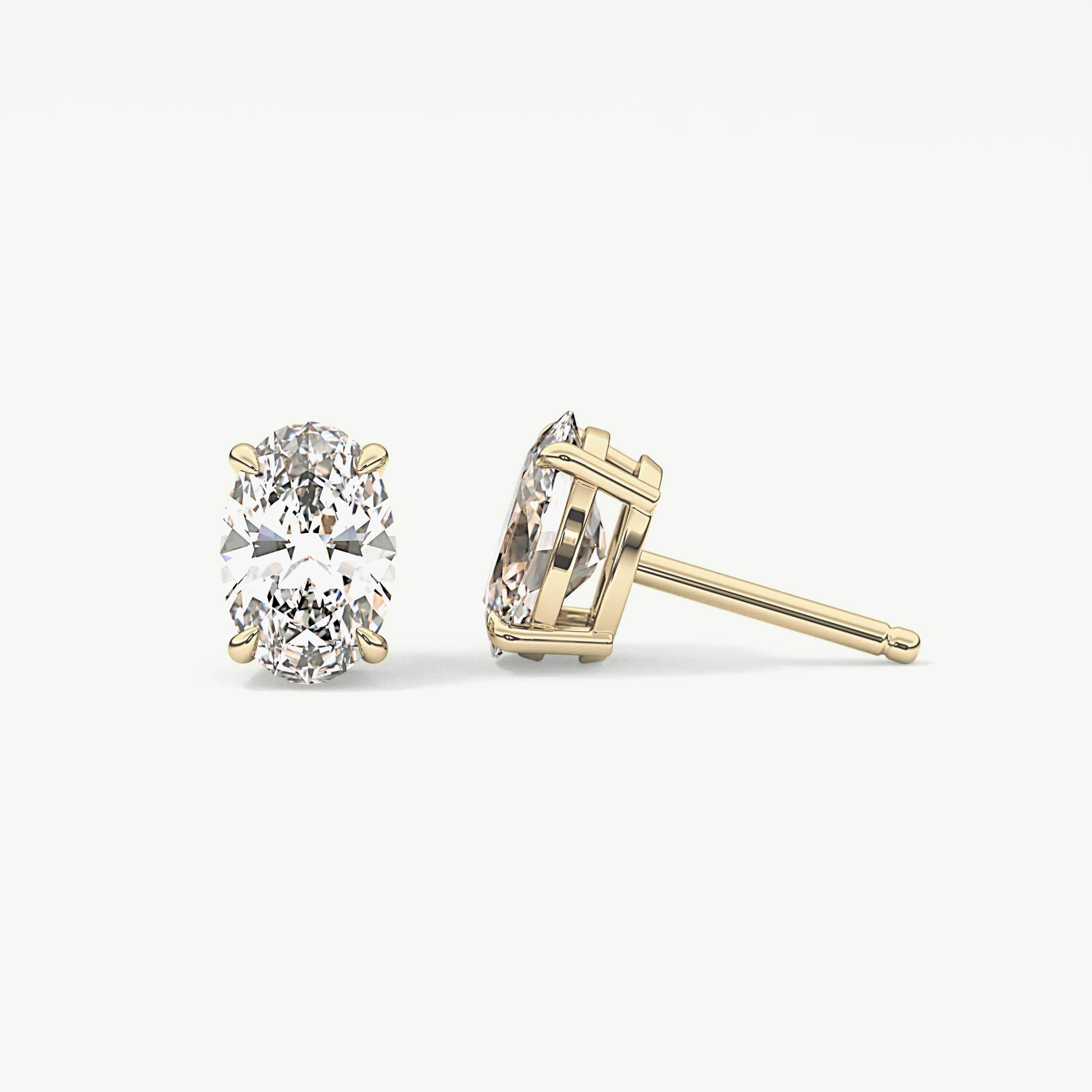 1 TCW Oval Solitaire April-Diamond Stud Earrings 4