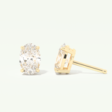 1 TCW Oval Cut Moissanite Solitaire Stud Earrings in Gold