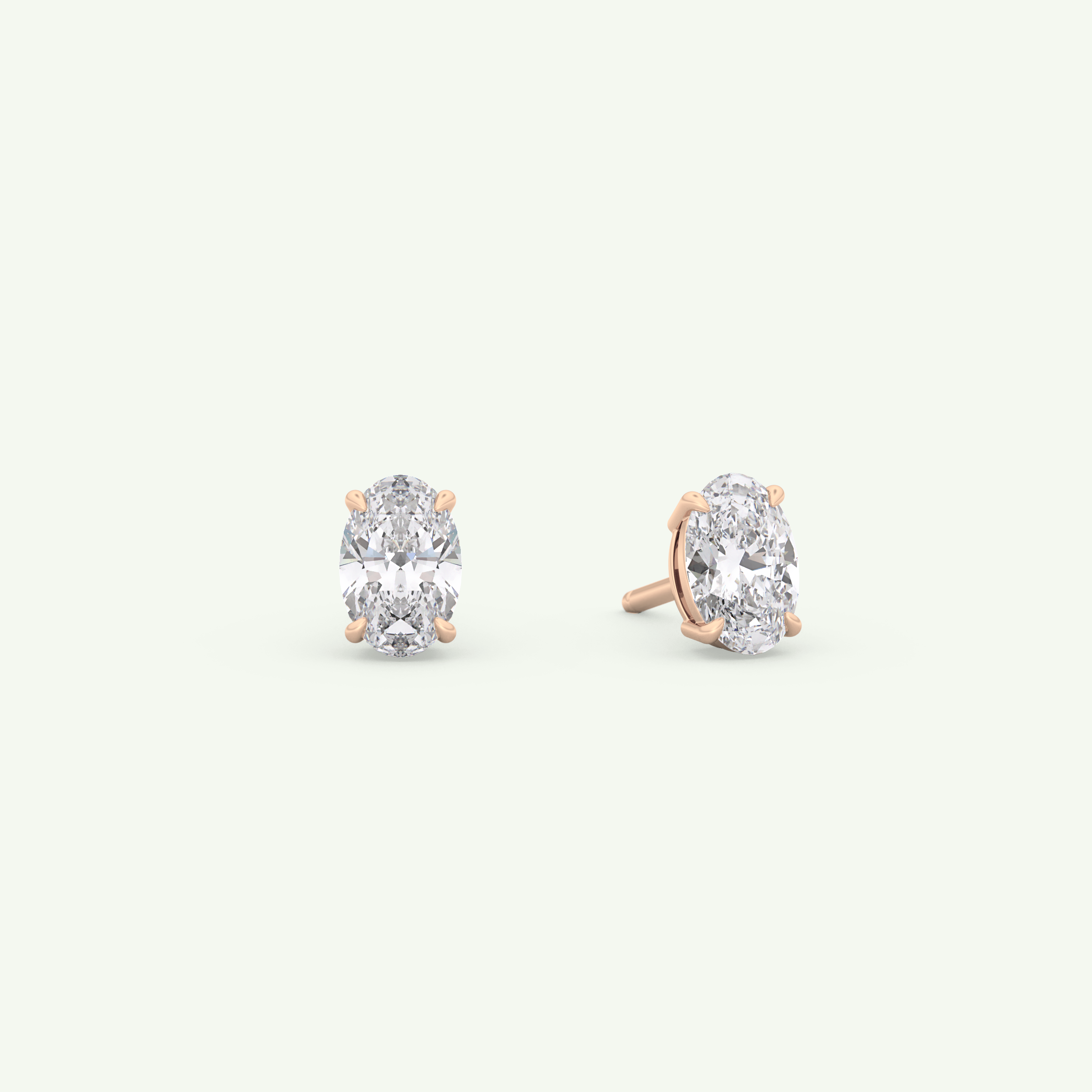 1 TCW Oval Solitaire April-Diamond Stud Earrings 8