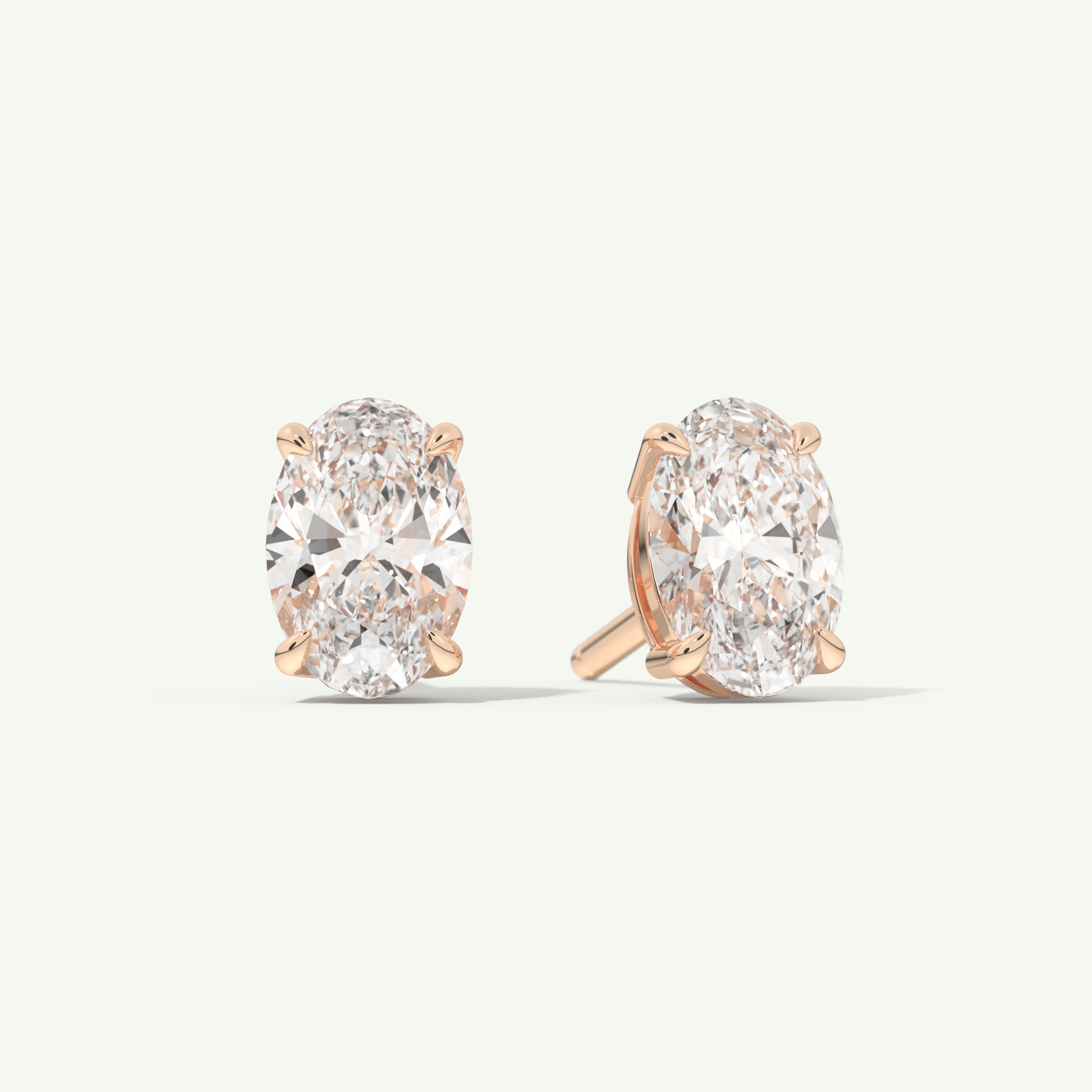 1 TCW Oval Cut Moissanite Solitaire Stud Earrings in Gold