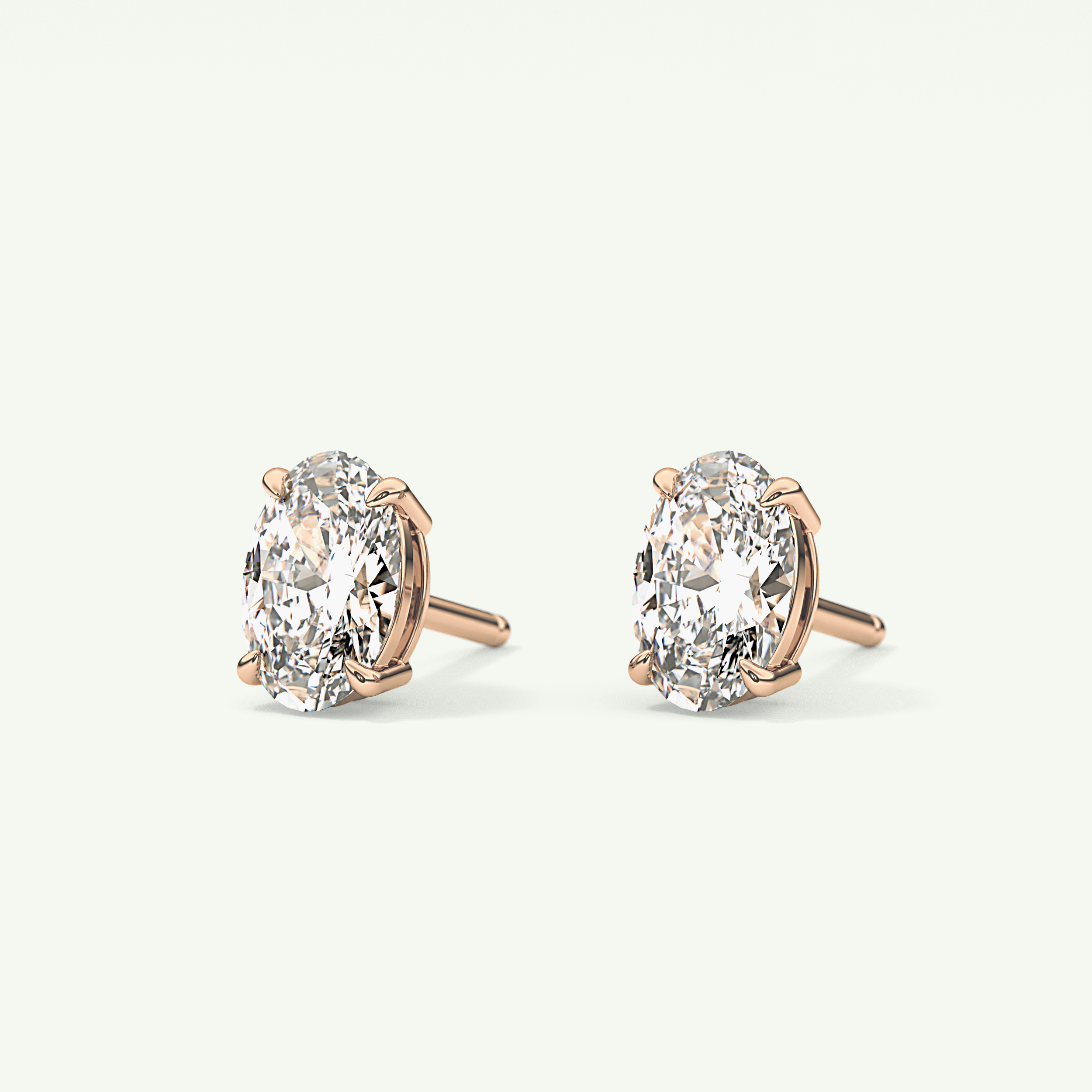1 TCW Oval Solitaire April-Diamond Stud Earrings 10