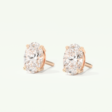 1 TCW Oval Cut Moissanite Solitaire Stud Earrings in Gold