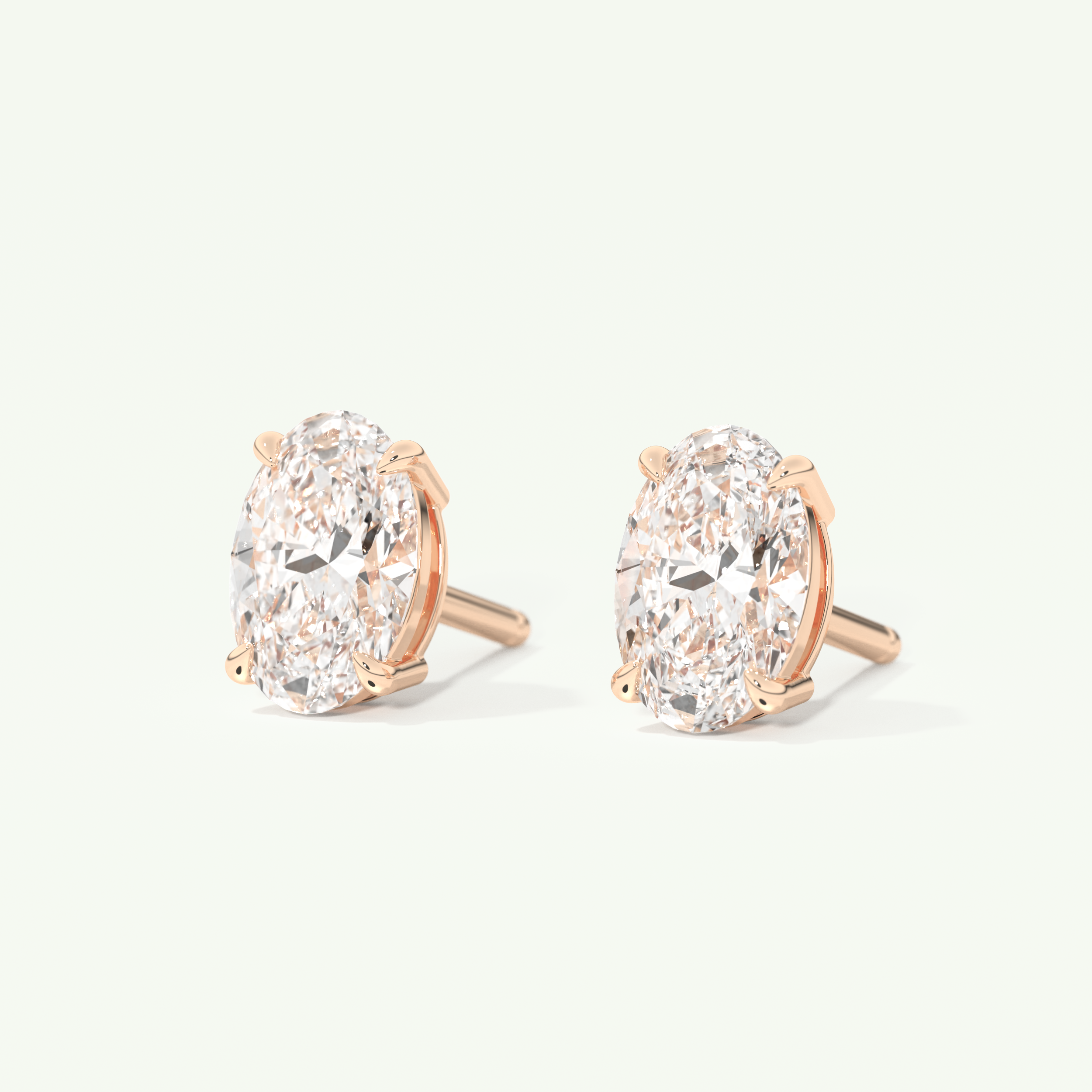 1 TCW Oval Cut Moissanite Solitaire Stud Earrings in Gold