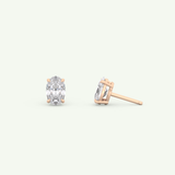 1 TCW Oval Solitaire April-Diamond Stud Earrings 14