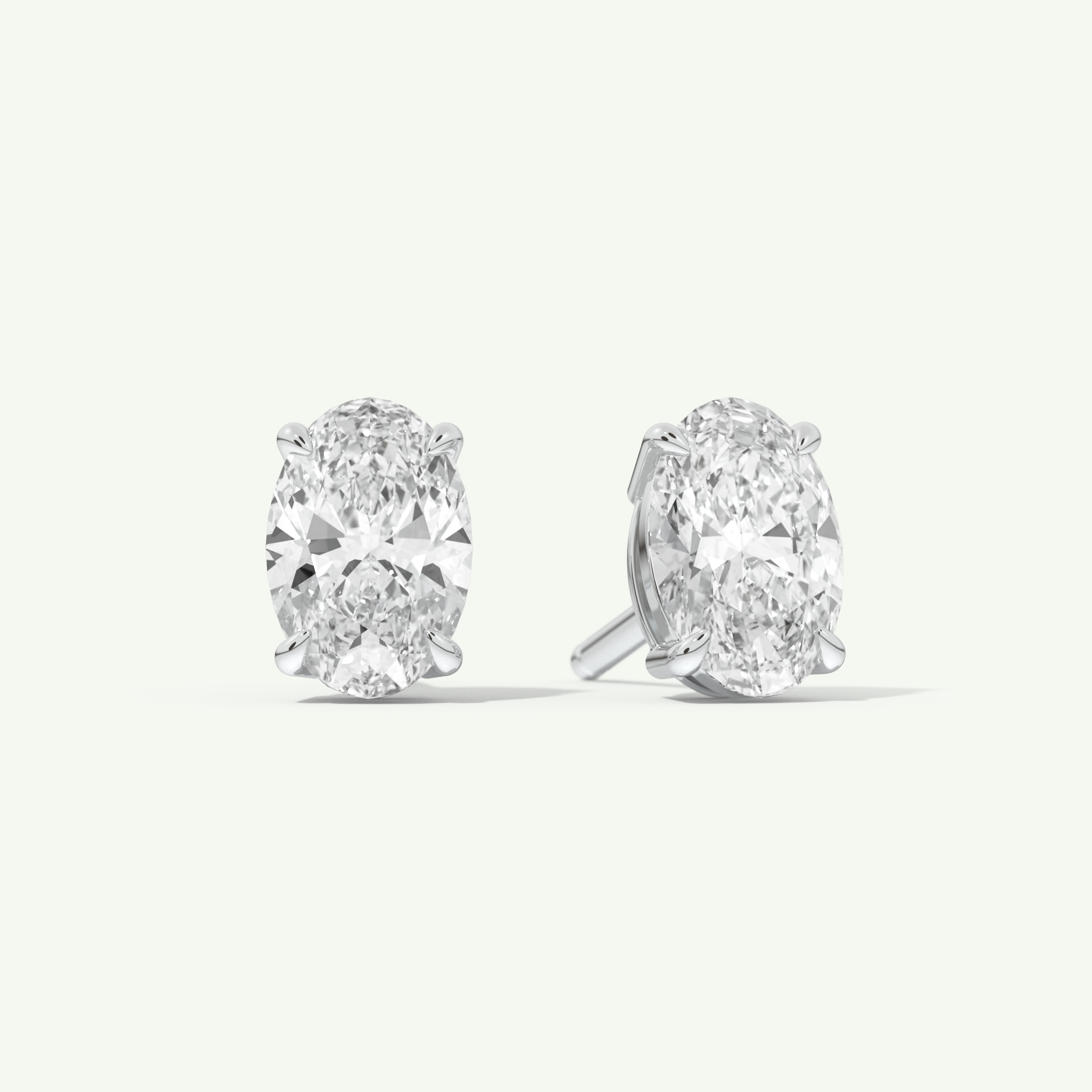 1 TCW Oval Cut Moissanite Solitaire Stud Earrings in Gold