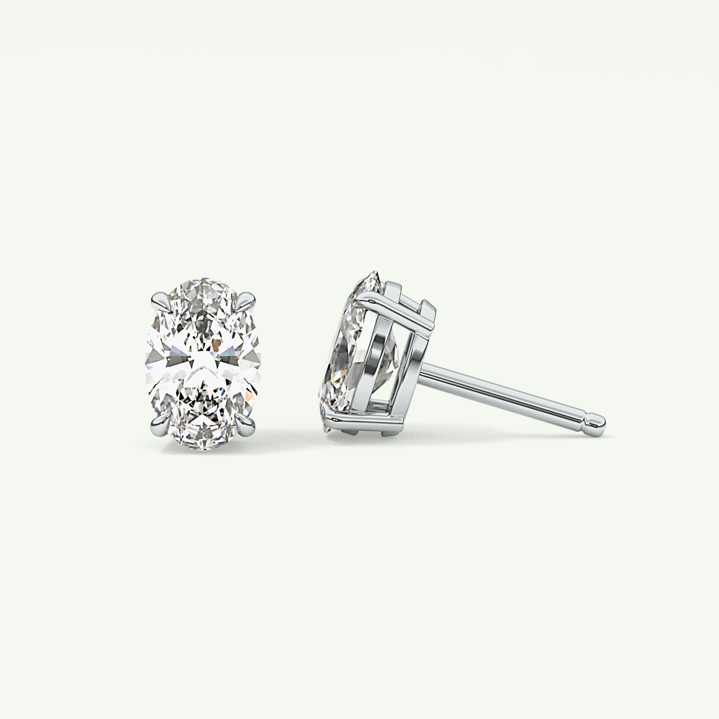 1 TCW Oval Solitaire April-Diamond Stud Earrings 18