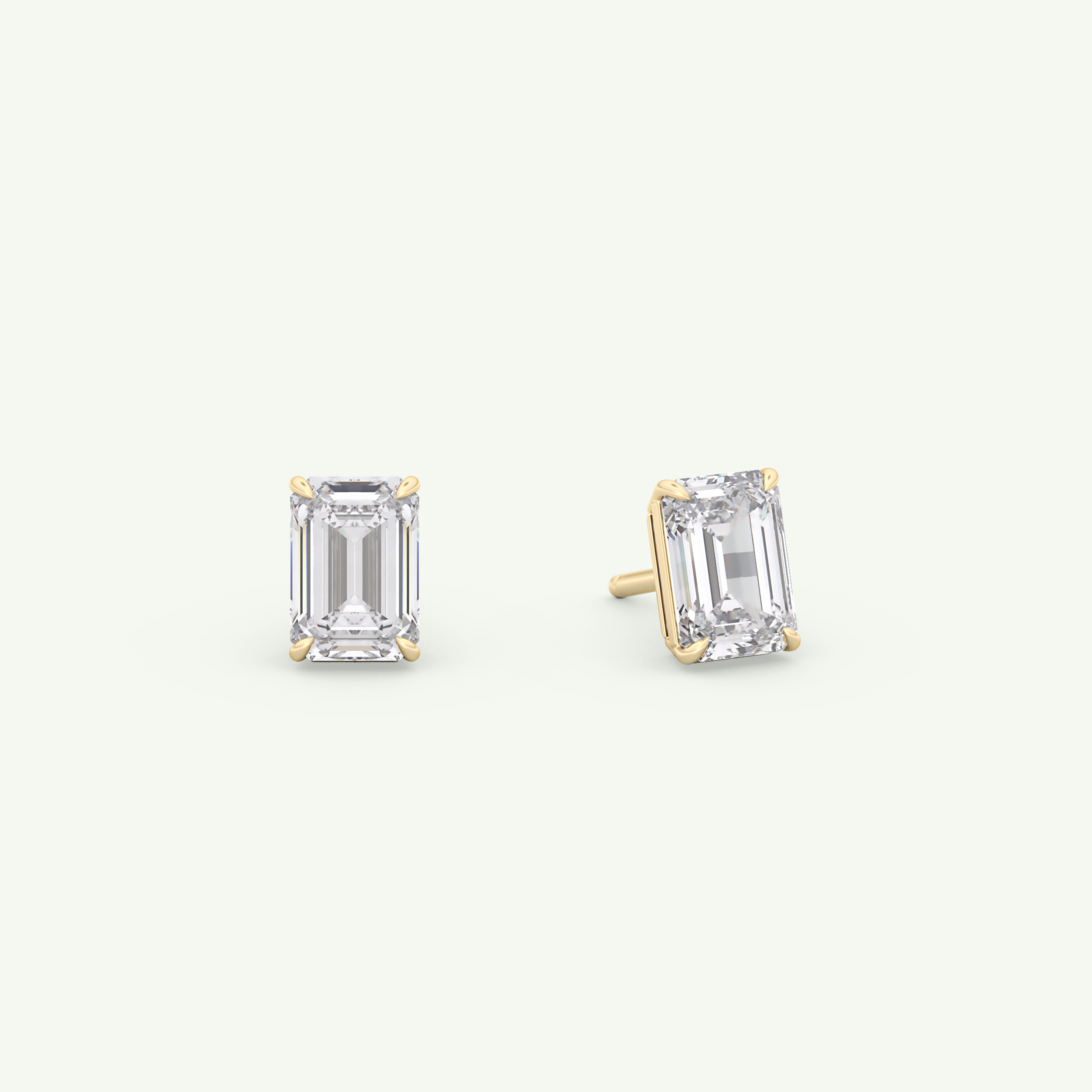 1 TCW Emerald Solitaire Lab-Grown Diamond Stud Earrings 1