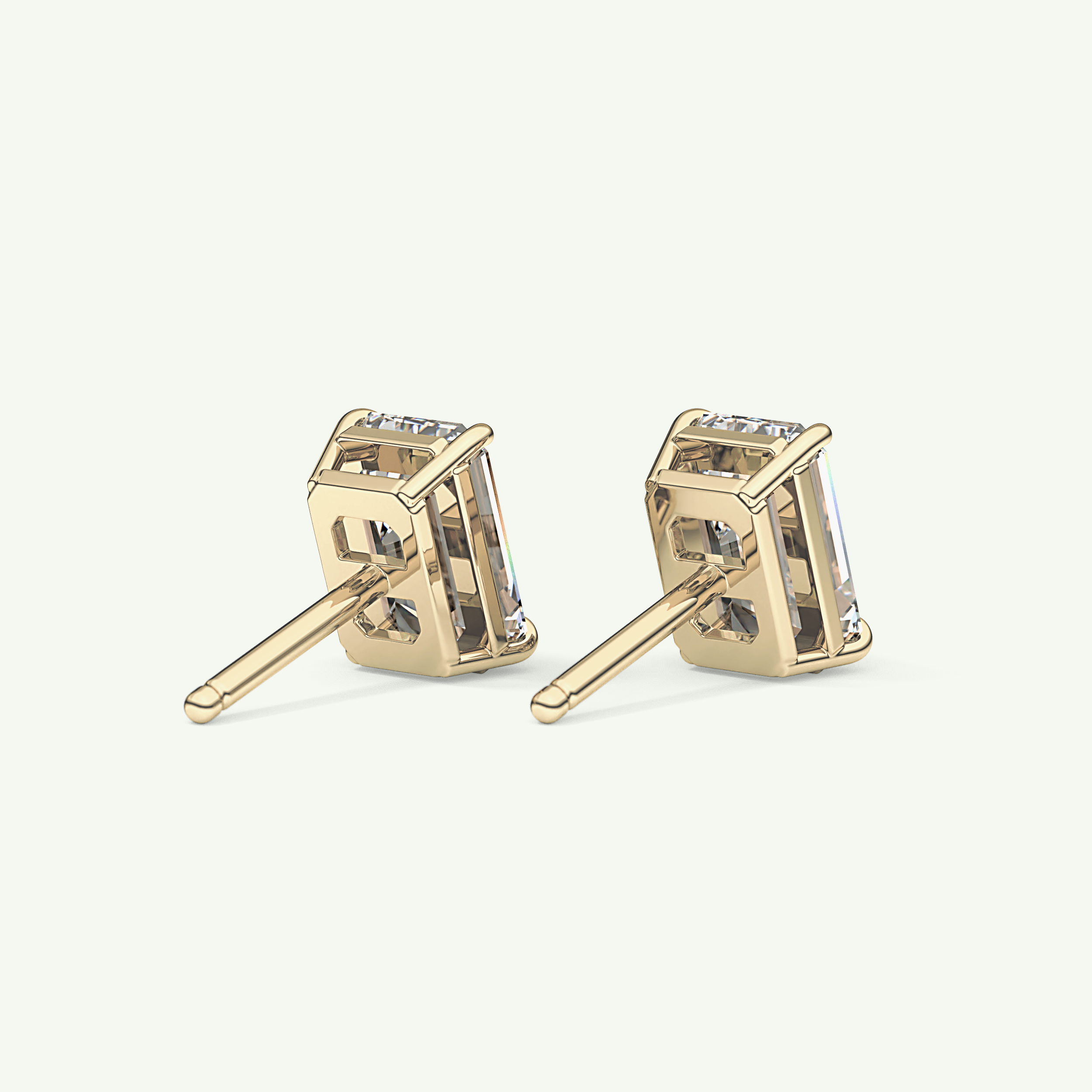 1 TCW Emerald Solitaire Lab-Grown Diamond Stud Earrings 2