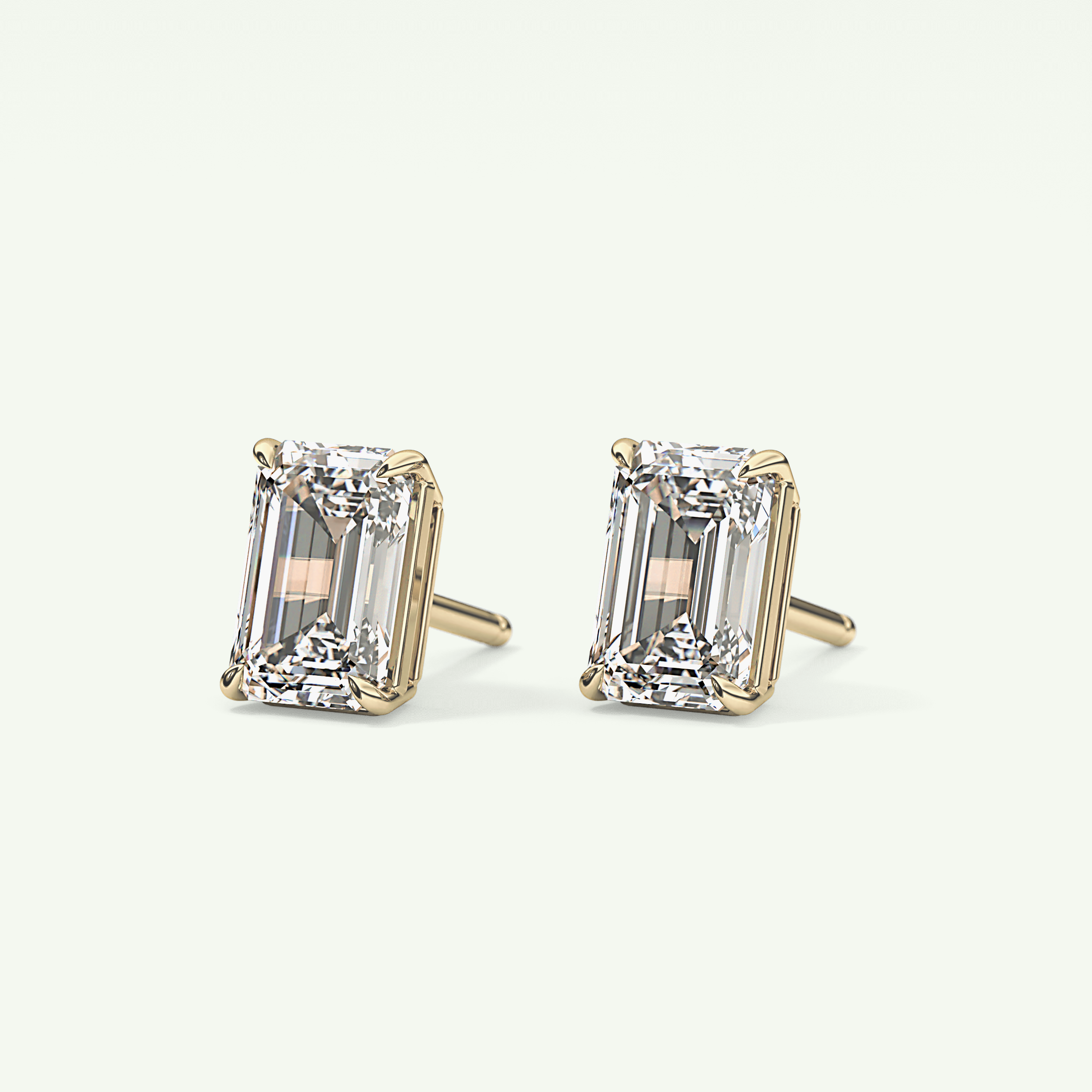 1 TCW Emerald Solitaire Lab-Grown Diamond Stud Earrings 3