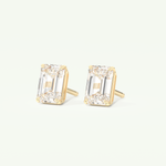 1 TCW Emerald Cut Moissanite Solitaire Stud Earrings in Gold