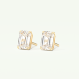 1 TCW Emerald Cut Moissanite Solitaire Stud Earrings in Gold