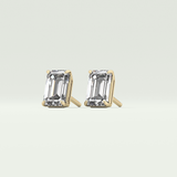 1 TCW Emerald Solitaire Lab-Grown Diamond Stud Earrings 4