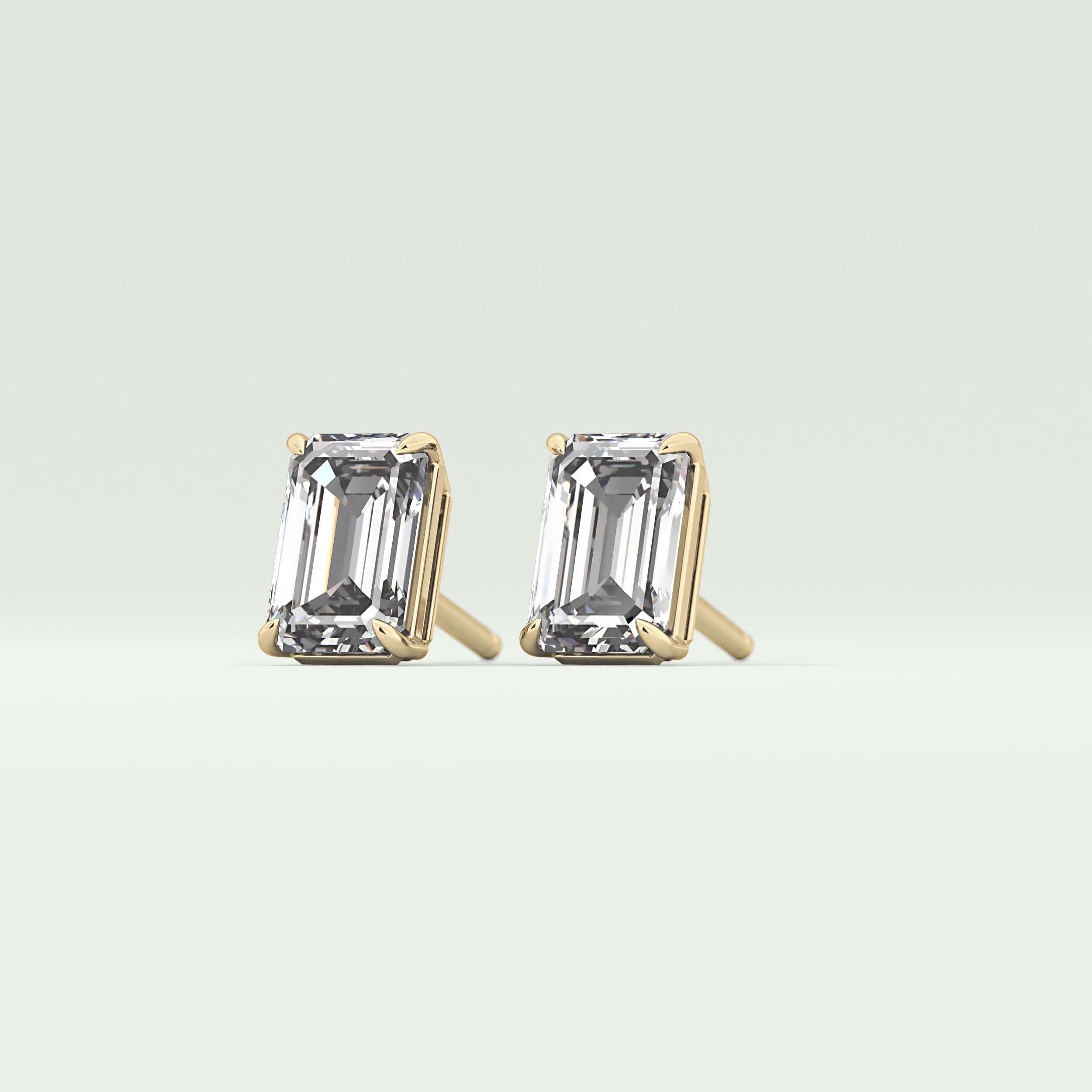 1 TCW Emerald Solitaire Lab-Grown Diamond Stud Earrings 4