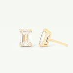 1 TCW Emerald Cut Moissanite Solitaire Stud Earrings in Gold