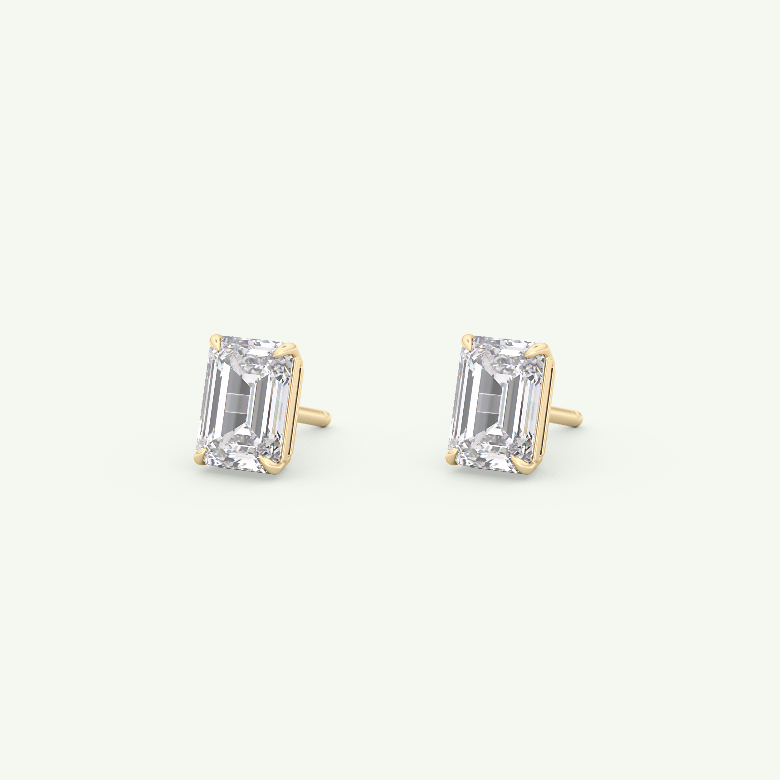 1 TCW Emerald Solitaire Lab-Grown Diamond Stud Earrings 6