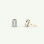 1 TCW Emerald Solitaire Lab-Grown Diamond Stud Earrings 7