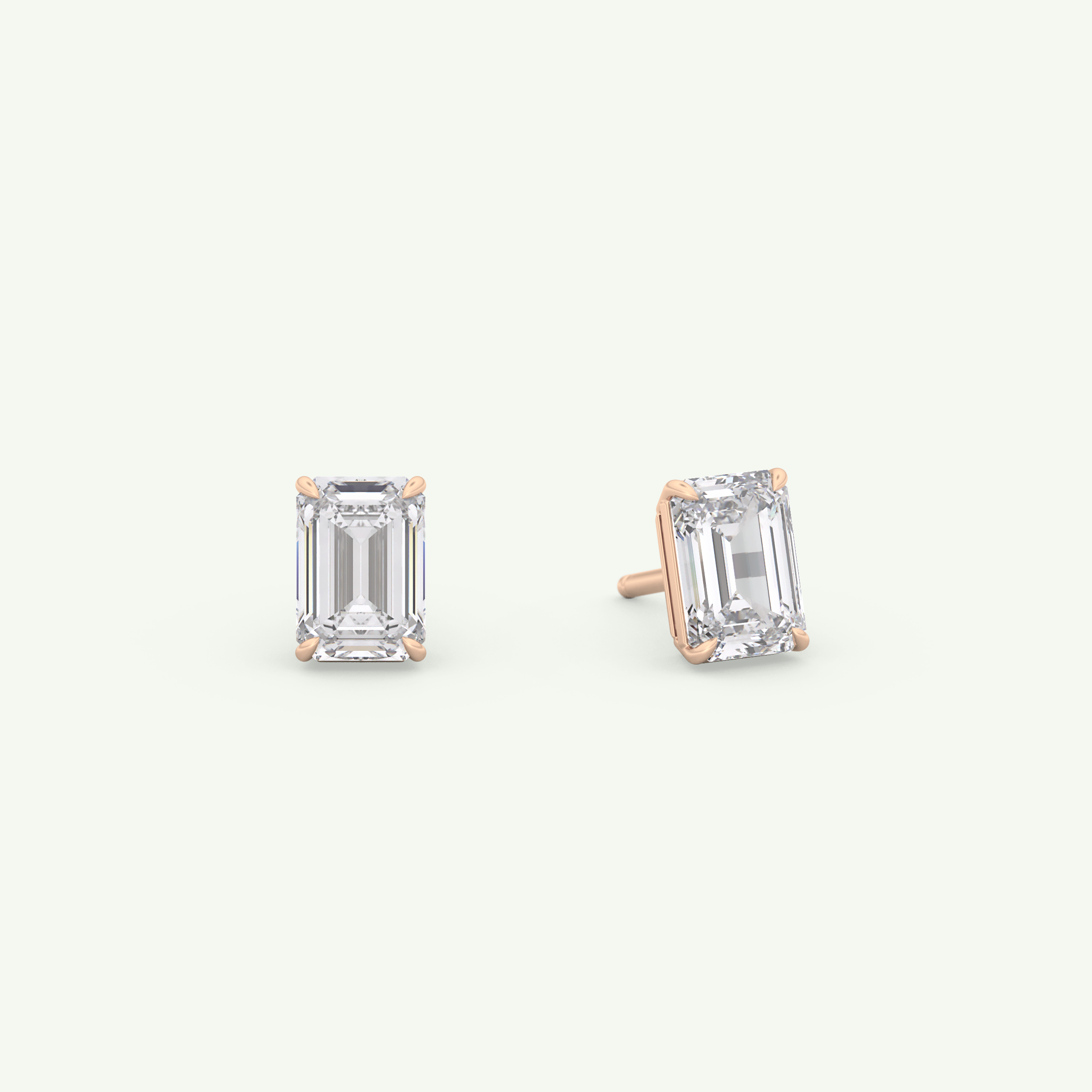 1 TCW Emerald Solitaire Lab-Grown Diamond Stud Earrings 8