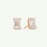 1 TCW Emerald Cut Moissanite Solitaire Stud Earrings in Gold