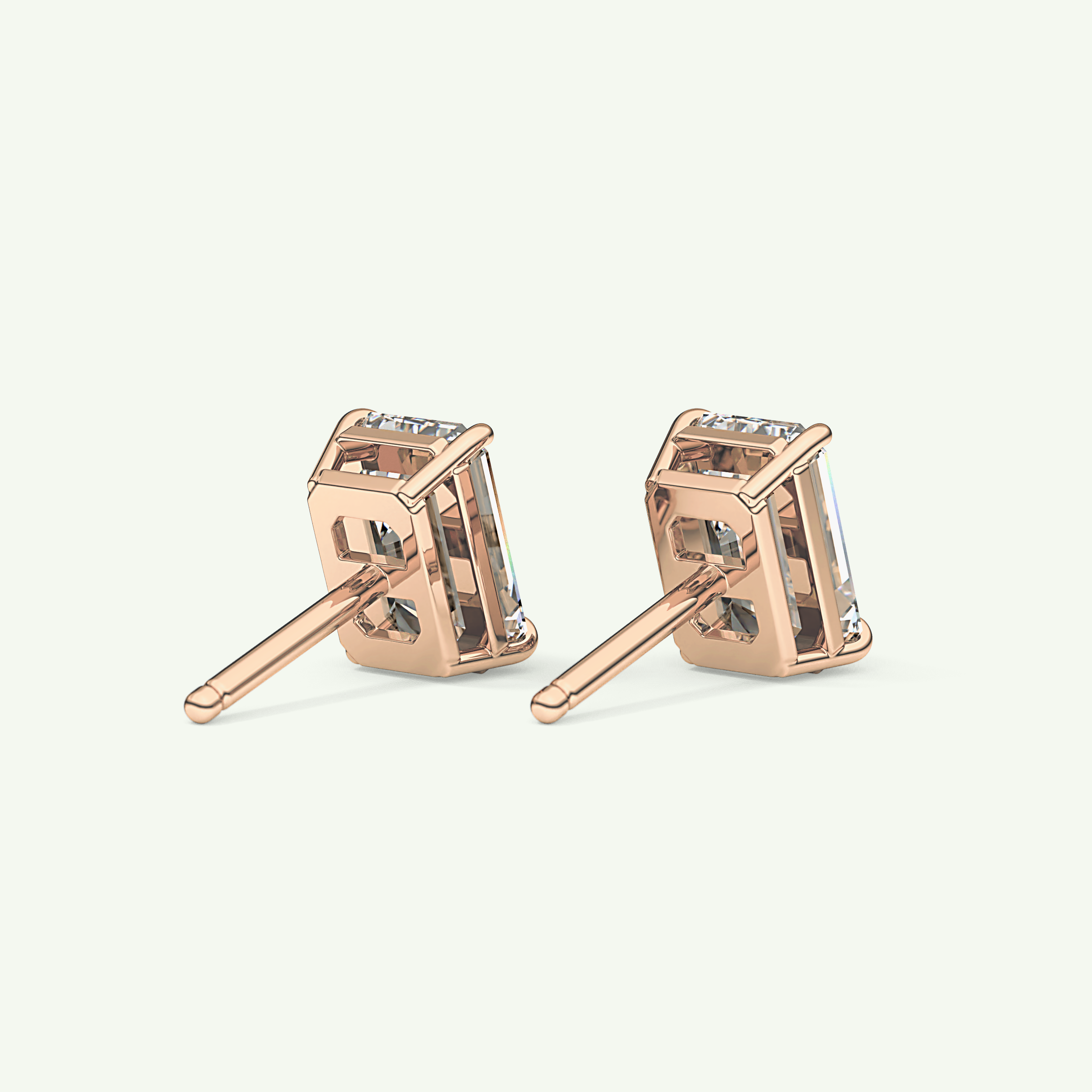 1 TCW Emerald Solitaire Lab-Grown Diamond Stud Earrings 9