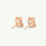 1 TCW Emerald Cut Moissanite Solitaire Stud Earrings in Gold