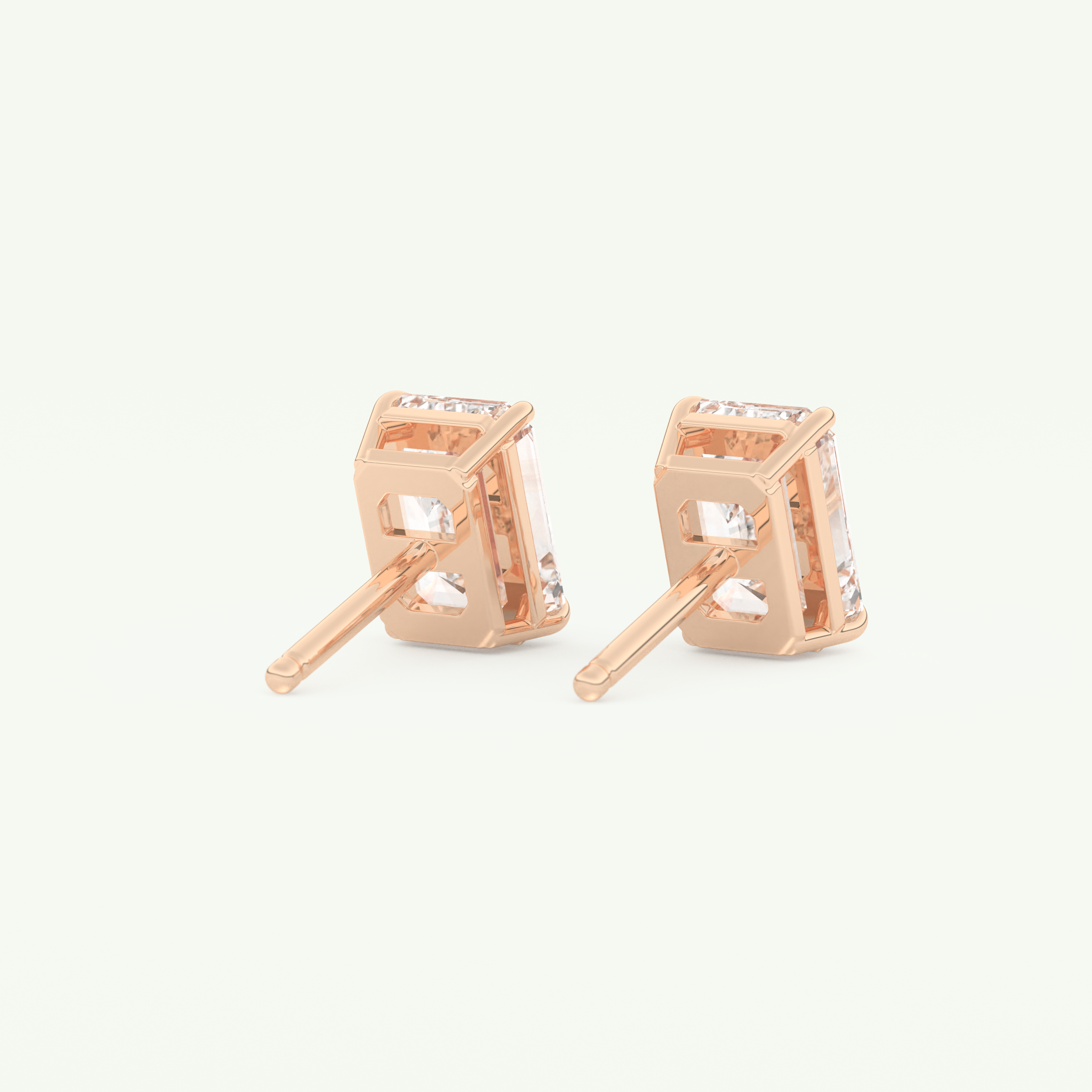 1 TCW Emerald Cut Moissanite Solitaire Stud Earrings in Gold