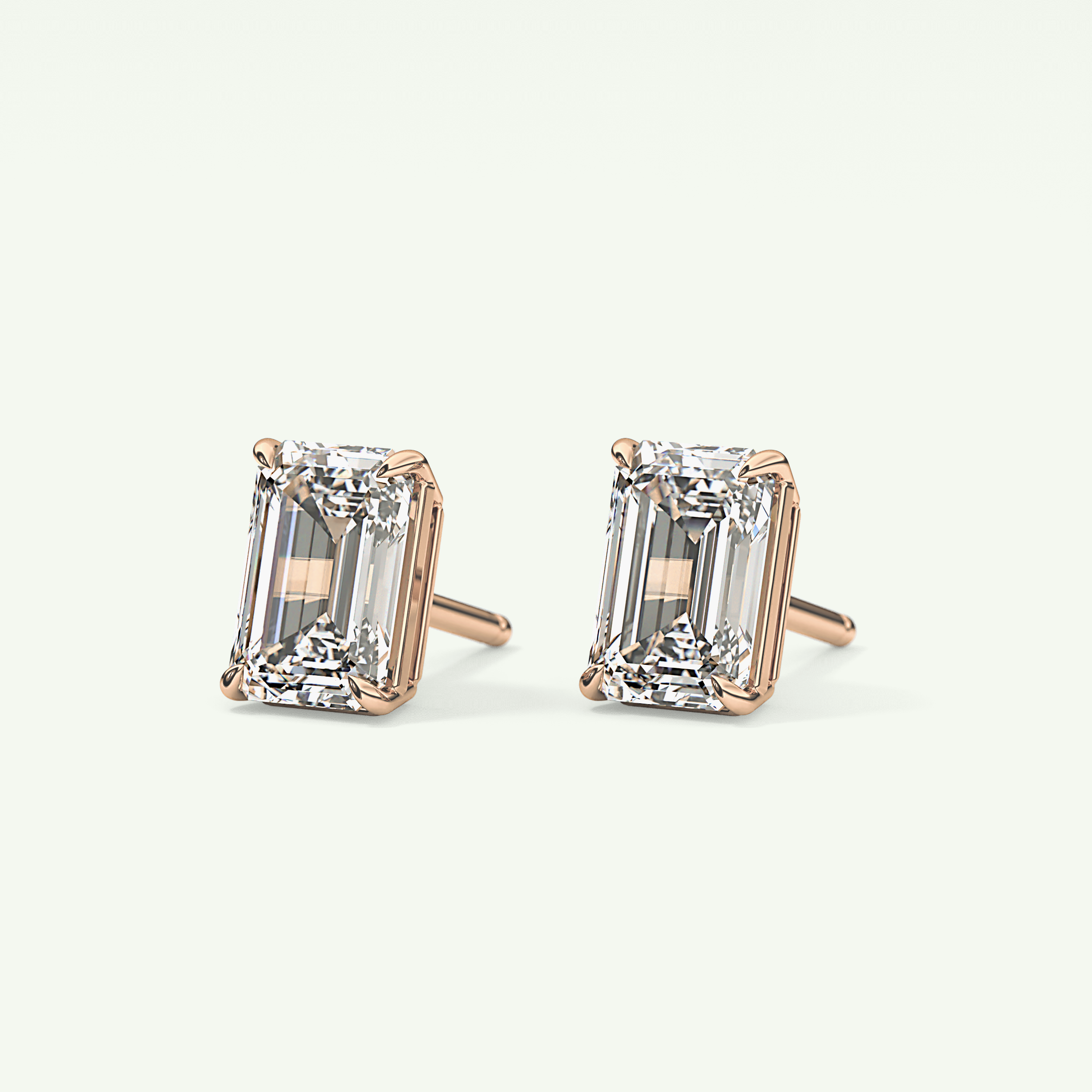 1 TCW Emerald Solitaire Lab-Grown Diamond Stud Earrings 10