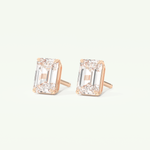 1 TCW Emerald Cut Moissanite Solitaire Stud Earrings in Gold