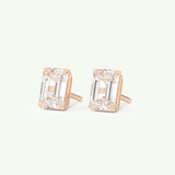 1 TCW Emerald Cut Moissanite Solitaire Stud Earrings in Gold