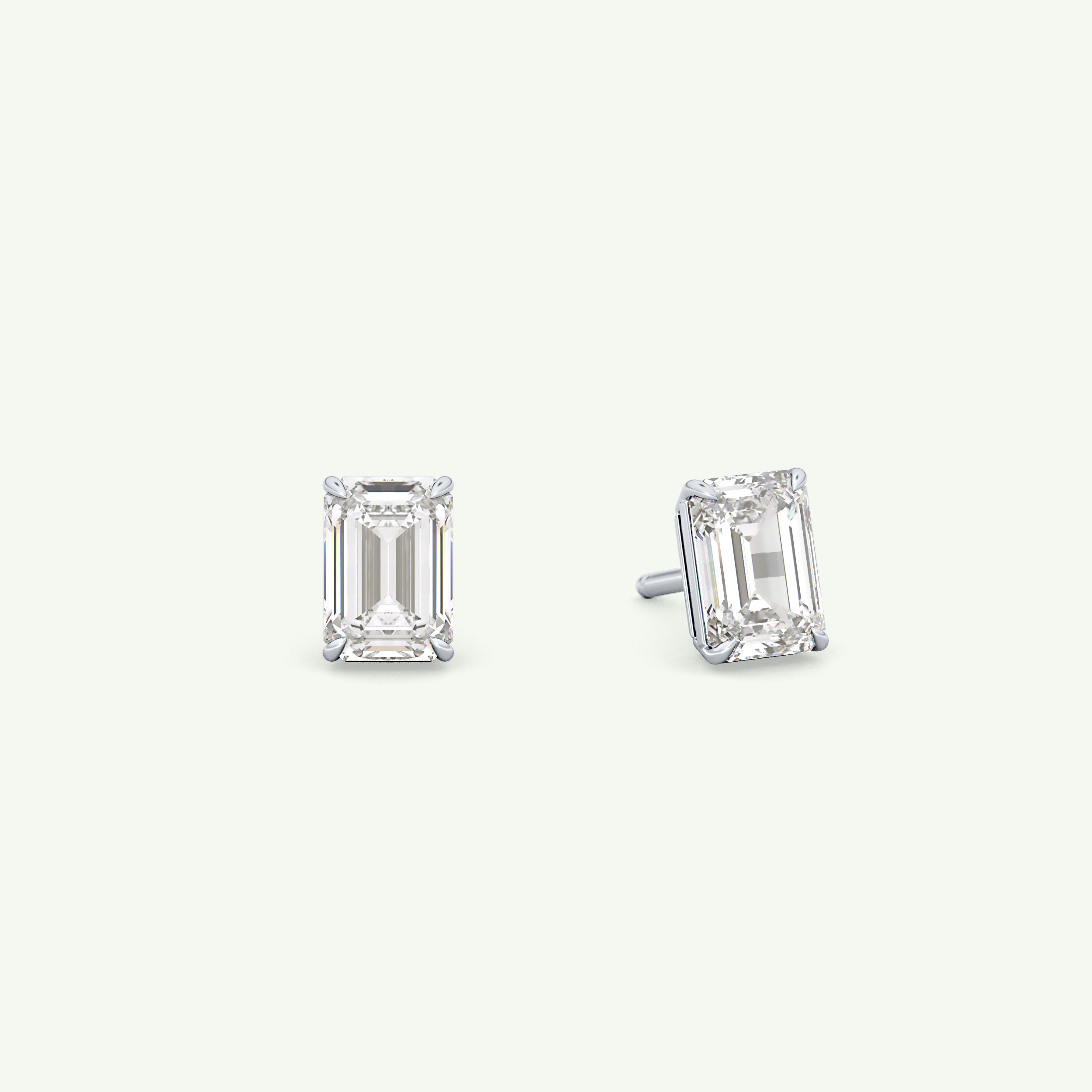 1 TCW Emerald Solitaire Lab-Grown Diamond Stud Earrings 15