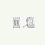 1 TCW Emerald Cut Moissanite Solitaire Stud Earrings in Gold