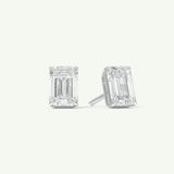 1 TCW Emerald Cut Moissanite Solitaire Stud Earrings in Gold