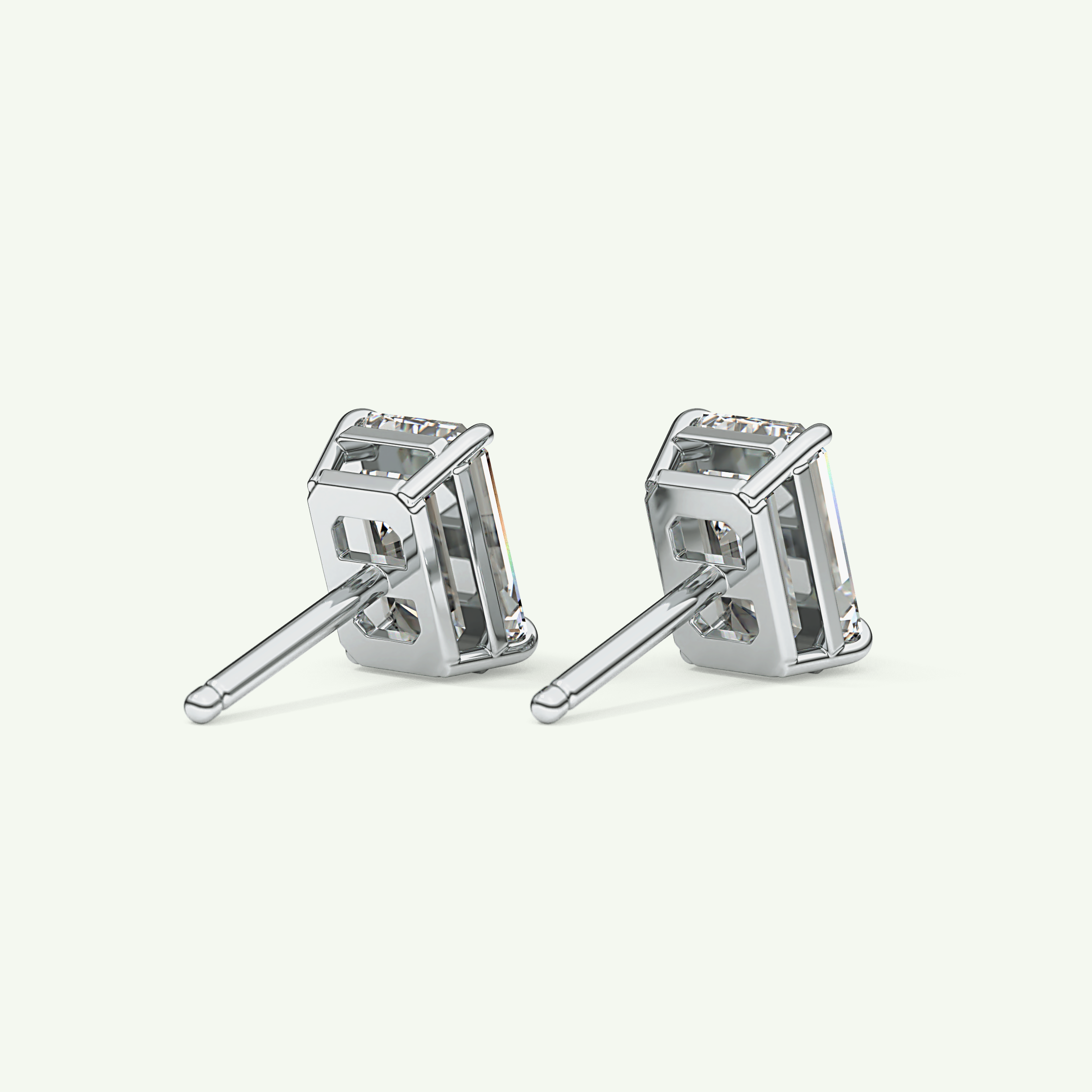 1 TCW Emerald Solitaire Lab-Grown Diamond Stud Earrings 16