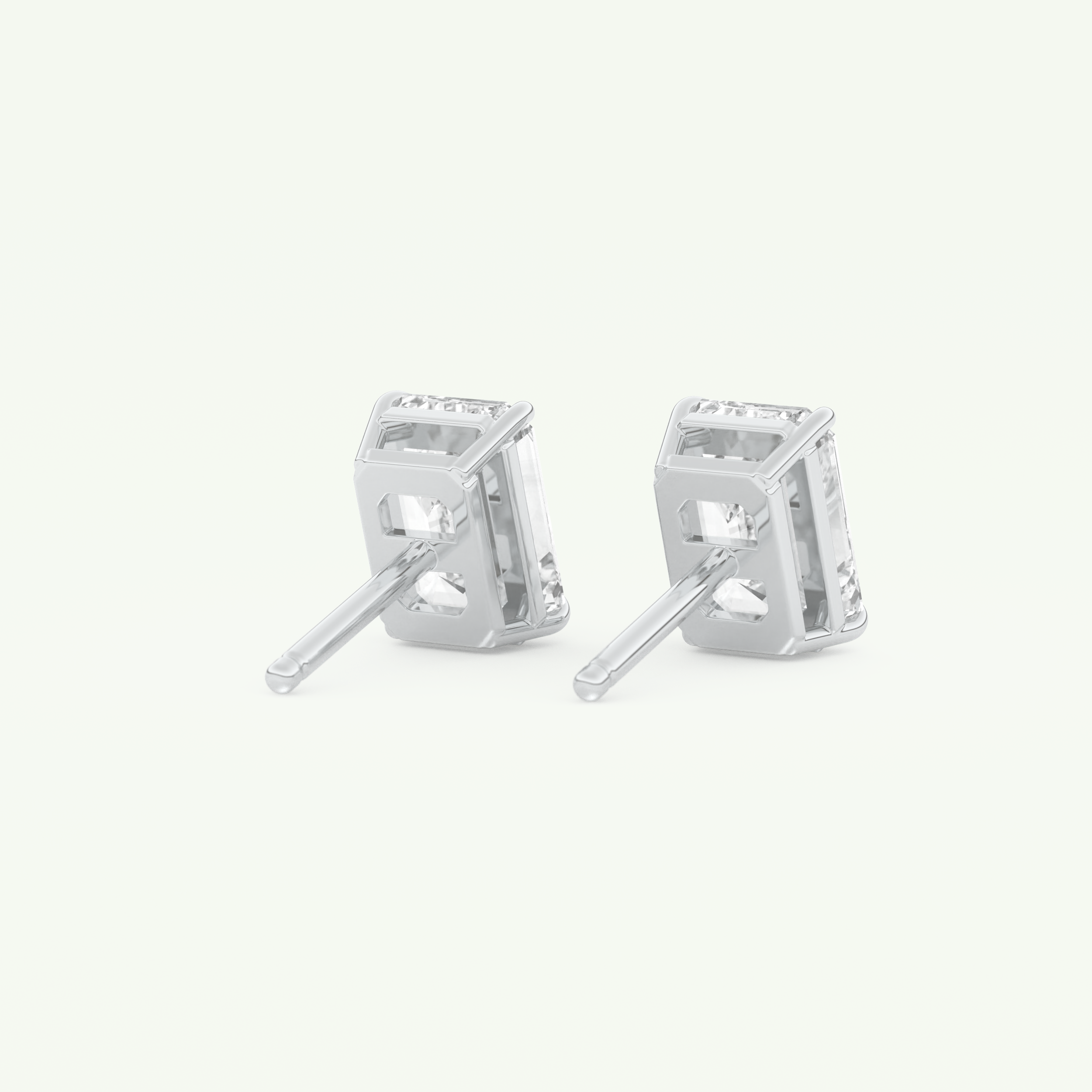 1 TCW Emerald Cut Moissanite Solitaire Stud Earrings in Gold