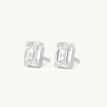 1 TCW Emerald Cut Moissanite Solitaire Stud Earrings in Gold