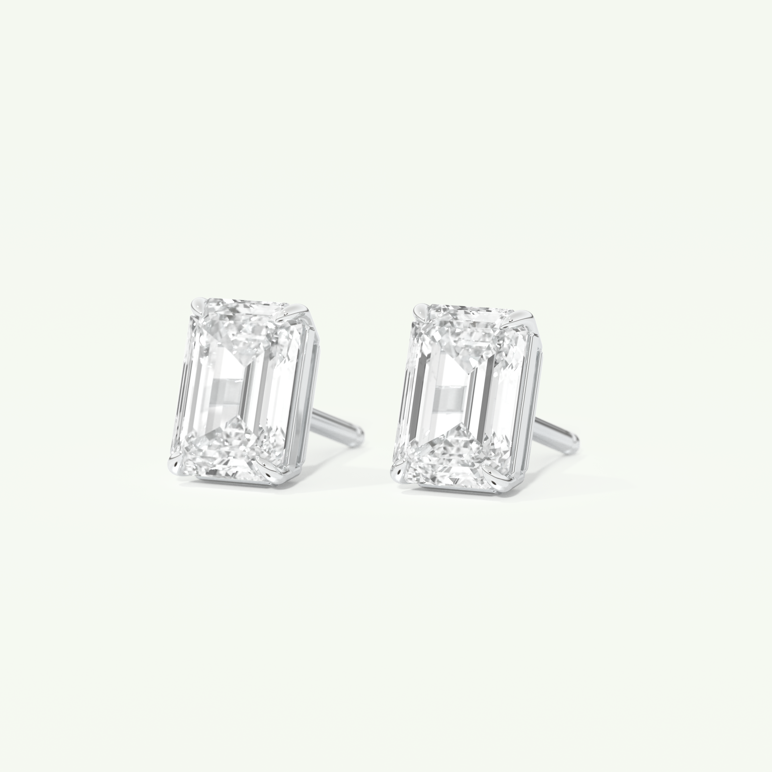 1 TCW Emerald Cut Moissanite Solitaire Stud Earrings in Gold