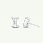 1 TCW Emerald Cut Moissanite Solitaire Stud Earrings in Gold