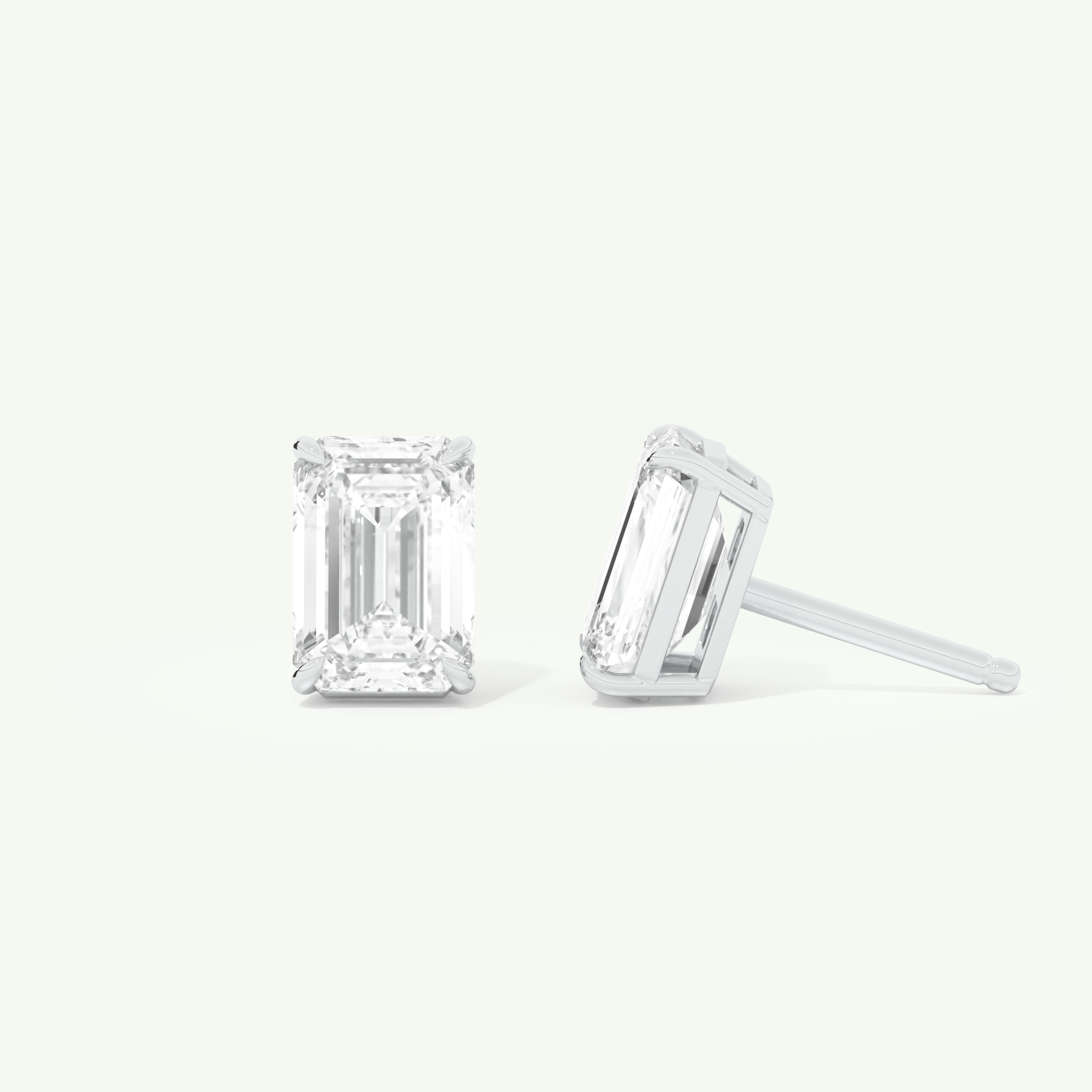 1 TCW Emerald Cut Moissanite Solitaire Stud Earrings in Gold