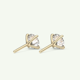 1 TCW Round Solitaire Lab-Grown Diamond Stud Earrings 2