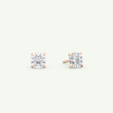 1 TCW Round Solitaire Lab-Grown Diamond Stud Earrings 8
