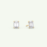 1 TCW Emerald Solitaire Lab-Grown Diamond Stud Earrings 1