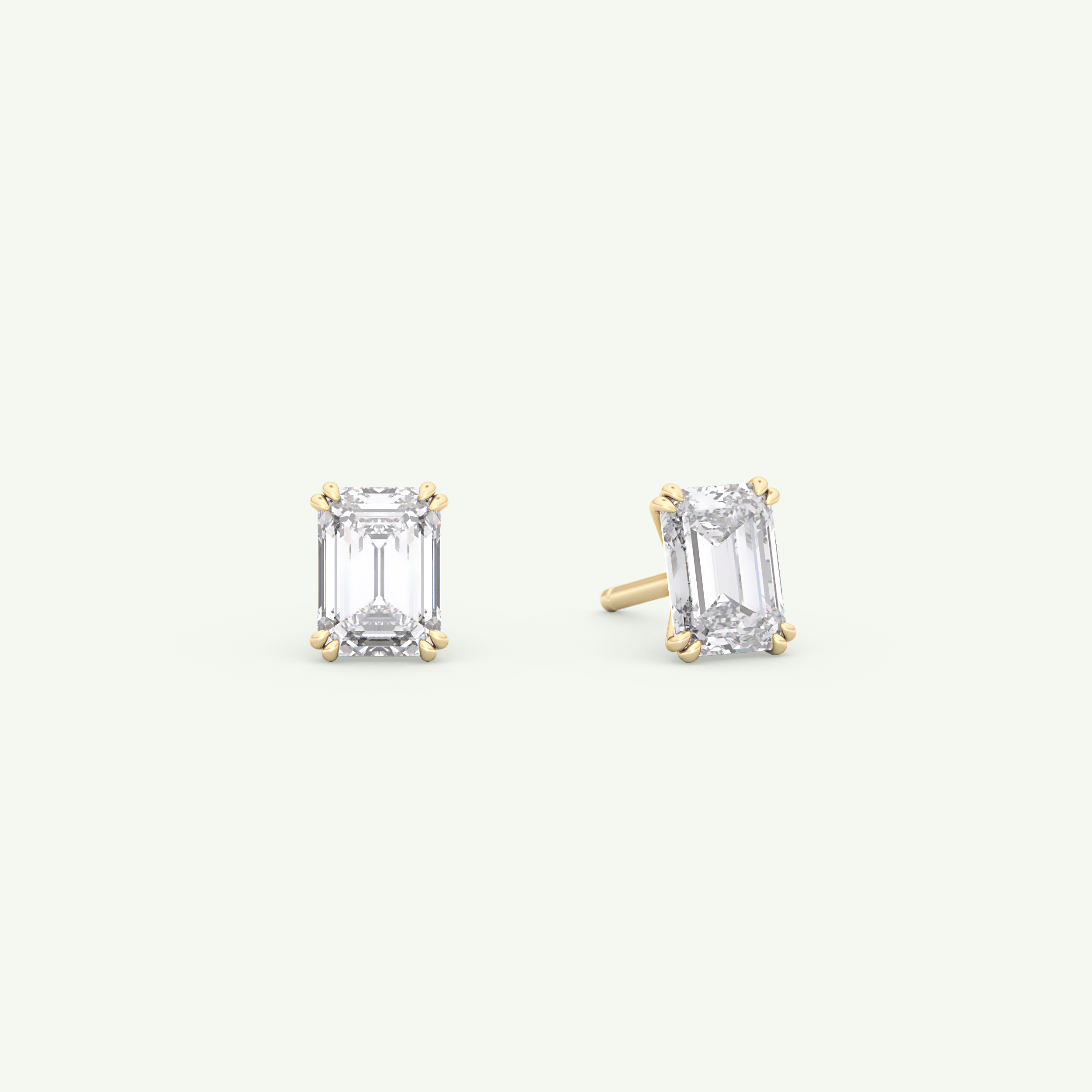1 TCW Emerald Solitaire Lab-Grown Diamond Stud Earrings 1