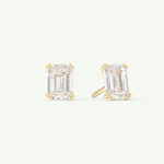 1 TCW Emerald Cut Moissanite Solitaire Stud Earrings in Gold