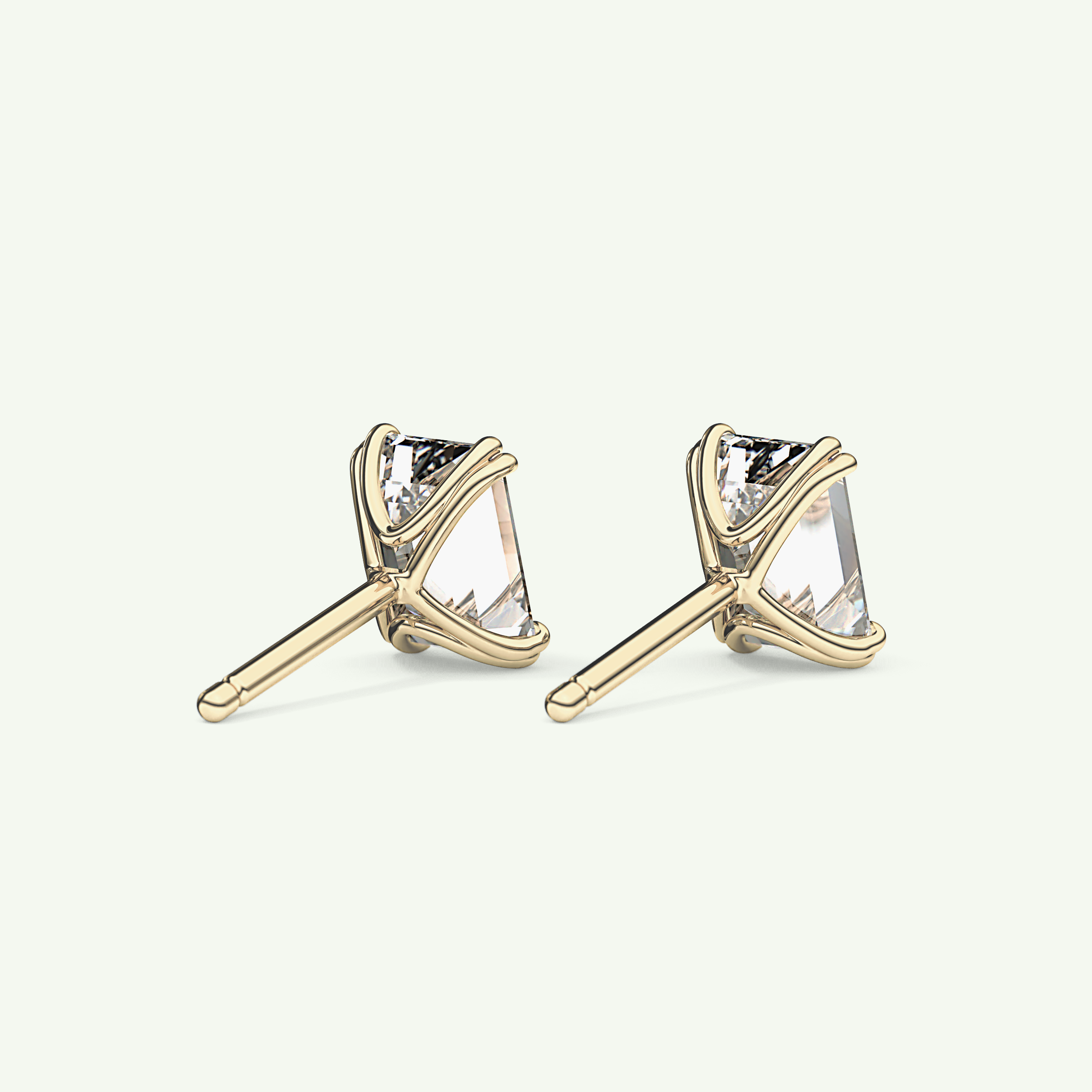 1 TCW Emerald Solitaire Lab-Grown Diamond Stud Earrings 2