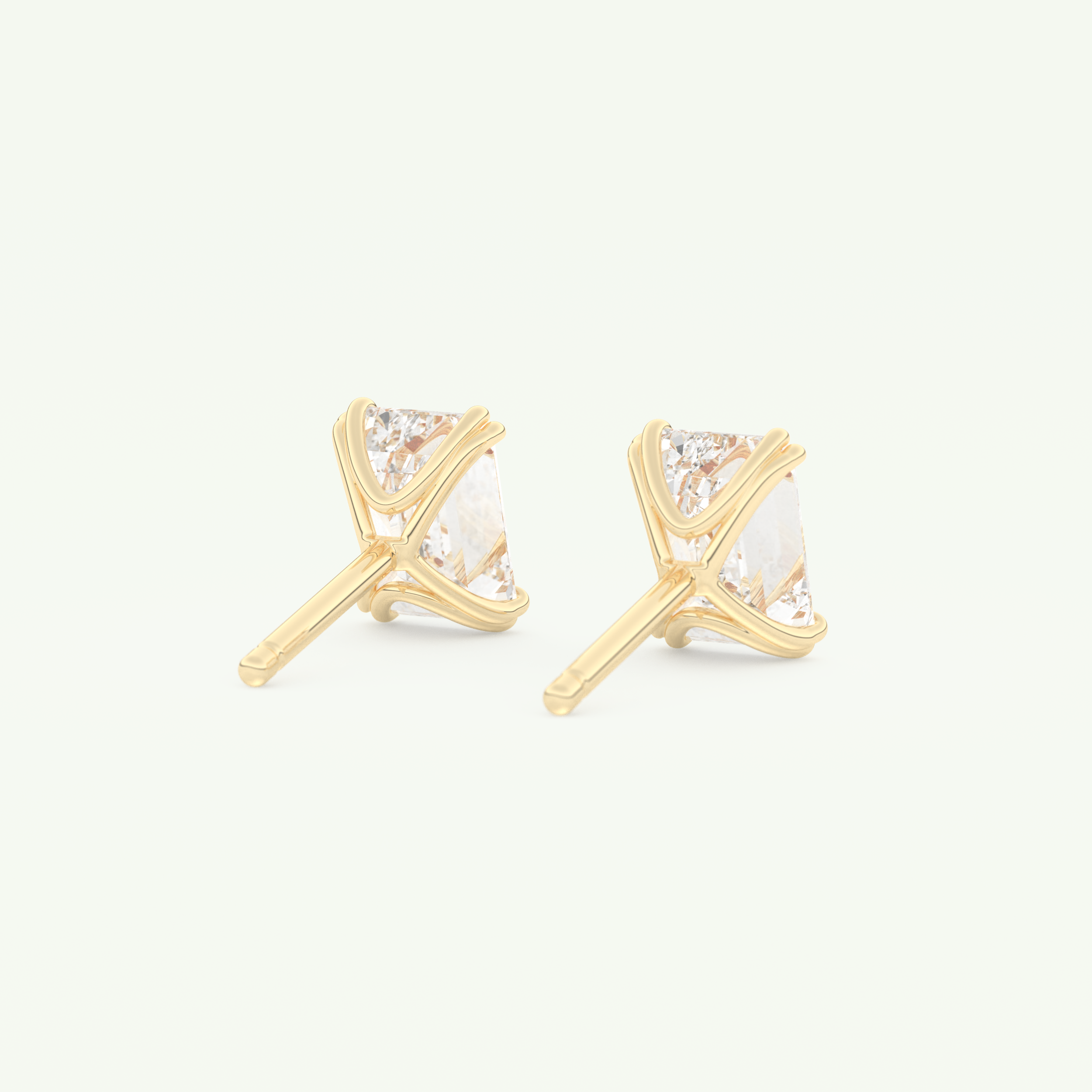 1 TCW Emerald Cut Moissanite Solitaire Stud Earrings in Gold